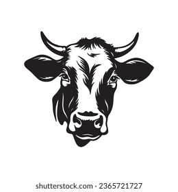 cow head logo silhouette vector