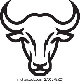 Arte vectorial del símbolo del logotipo de la cabeza de vaca, iconos y gráficos