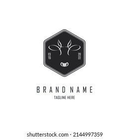 cow head logo template design for brand or company and other