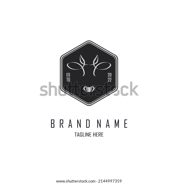 cow head logo template design for brand or company\
and other
