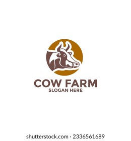logotipo de cabeza de vaca vector, plantilla de diseño del logotipo de vaca