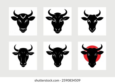 Cow head logo vector illustration.