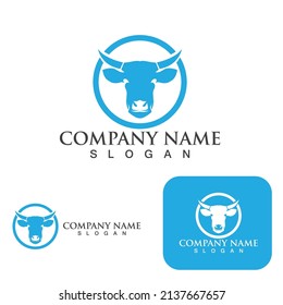 Cow head logo vector template
