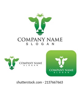 Cow head logo vector template

