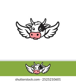 Cow head logo with white wings