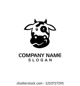 Cow head with loop and statistical symbol for SEO or financial logo templates with vector files