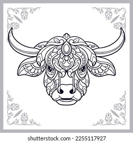 Cow head mandala arts isolated on white background