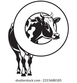 cow head mascot logo, design for badge, emblem, or printing, cow farm logo design, Vector illustration