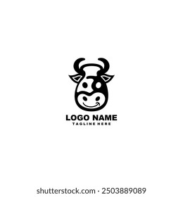 cow head milk bottle logo design vector