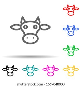 cow head multi color style icon. Simple thin line, outline vector of web icons for ui and ux, website or mobile application