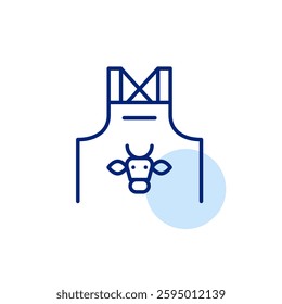 Cow head on apron. Butcher shop, farmer steaks and meat store. Pixel perfect, editable stroke vector icon