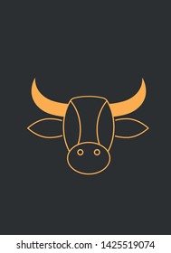 Cow head on blue background
