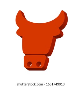 Cabeza de vaca sobre fondo blanco 3d, vector