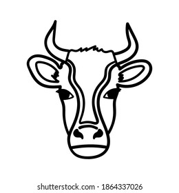 Cow head outline icon. Cattle sign. Front view. Vector illustration.