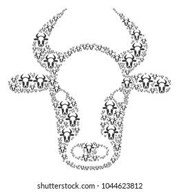 Cow Head pattern done in the figure of cow head icons. Vector iconized collage organized with simple items.