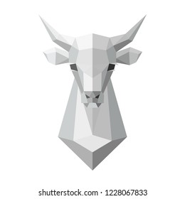 Cow Head Polygonal White Model. Vector Illustration