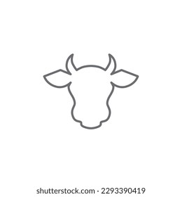 Icono lineal vectorial relacionado con la cabeza de vaca. Agricultura. Ilustración de contorno vectorial Aislada en fondo blanco. Trazo editable