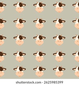 Cow head seamless pattern. Animal illustration