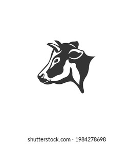 Cow Head Side Profile Silhouette Vector On A White Background