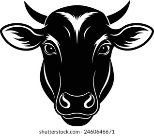 Una silueta de cabeza de vaca ilustración de Vector negro