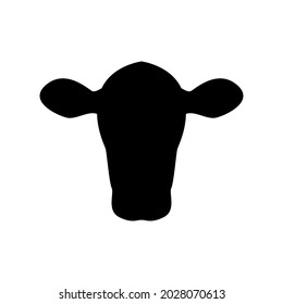 Cow head silhouette. Black and white. Vector