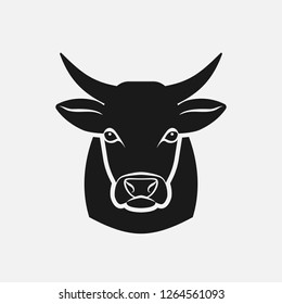 Cow head silhouette. Farm animal icon