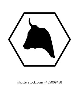Cow head silhouette. Farming icon.