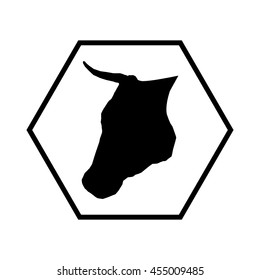 Cow head silhouette. Force icon.