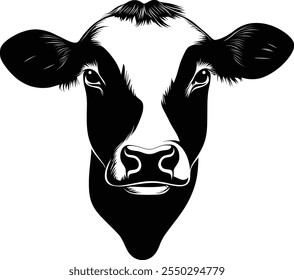 Cow head silhouette isolated on white background