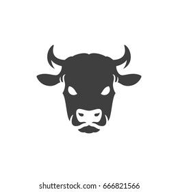 Cow Head Silhouette Isolated On White Stock Vector (Royalty Free ...