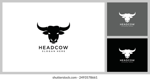 cow head silhouette logo vector