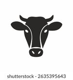 Cow Head Silhouette Vector Icon - Farm Animal Symbol