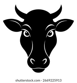 Cow head silhouette vector icon on white background