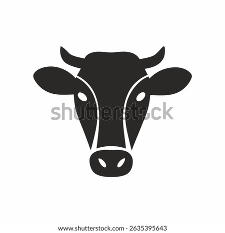 Cow Head Silhouette Vector Icon - Farm Animal Symbol