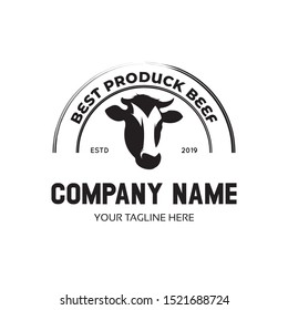 Cow head silhouette vector logo emblem 