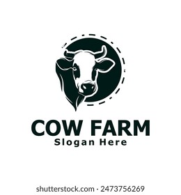 Cow head silhouette vector logo design