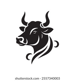 cow head silhouette vector logo design
