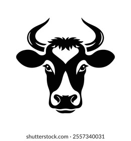 cow head silhouette vector logo design
