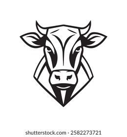 Cow head silhouette vector, cow head logo design element