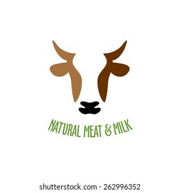 Cow head silhouette vector logo icon