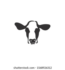 Cow head silhouette  vector on a white background