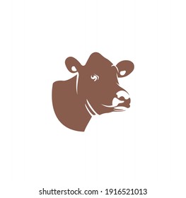 Cow Head Silhouette Vector On A White Background