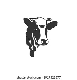 Cow head silhouette vector on a white background