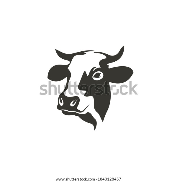 Cow head\
silhouette vector on a white\
background