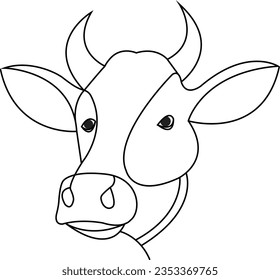 Cow head Simple Vector Design White background, Farm Animal