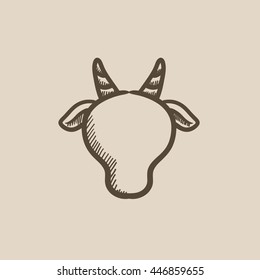 Icono de boceto de cabeza de vaca para web, móvil e infografía. Icono de cabeza de vaca dibujado a mano. Icono del vector de la cabeza de vaca. Icono de cabeza de vaca aislado en fondo blanco.