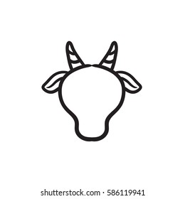 Cow head sketch icon for web, mobile and infographics. Hand drawn cow head icon. Cow head vector icon. Cow head icon isolated on white background.