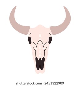 Cow head skull. Goat skull in hand drawn style. Vector illustration.