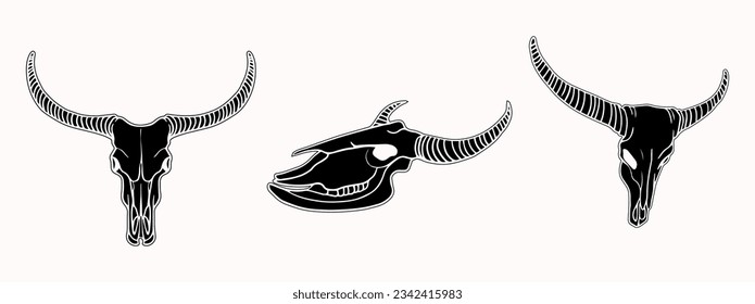 
imagen de silueta vectorial de cráneo de vaca