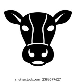 Icono sólido de cabeza de vaca, concepto de ganado, signo de ganado sobre fondo blanco, Silueta de cabeza de vaca lechera en estilo glifo para concepto móvil y diseño web. Gráficos vectoriales